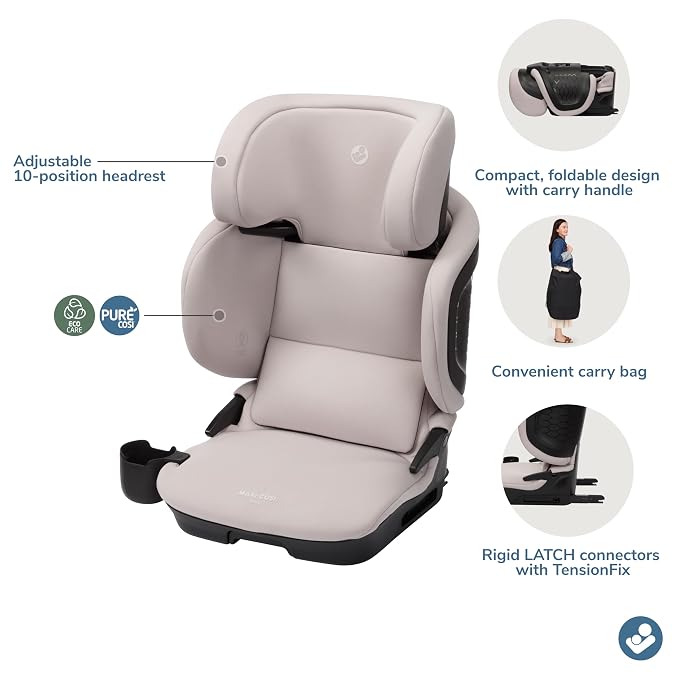 Maxi-Cosi Tanza Belt-Positioning Booster Car Seat with Back, Foldable Car Seat, SeaDrift