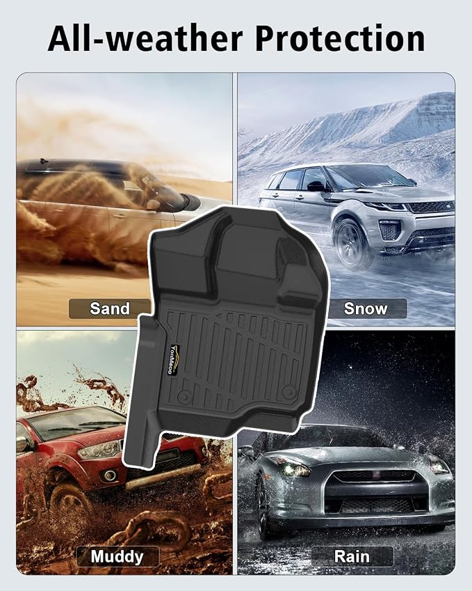 Floor Mats Custom Fit for Ford F150/F-150 2026 2015-2025 SuperCrew Cab (Includes 22-25 Lightning Models) All Weather TPE Rubber Floor Liners Anti-Slip Full Set for Ford F-150 2026 Accessories