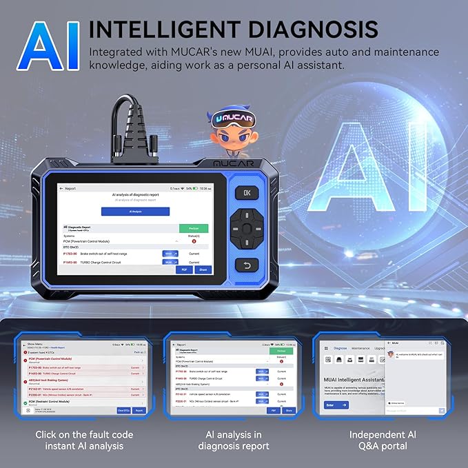 OBD2 Scanner, MUCAR 682 AI-Assisted Car Diagnostic Tool, Automotive Bidirectional Scan Tool, FULL Systems Car Diagnostic Scanner, Scanner for Car with 20+ Reset, CAN FD & FCA SGW, Lifetime Free Update