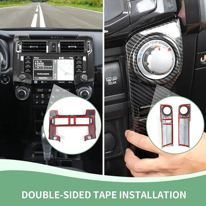 RAZPOY for 4Runner Interior Carbon Fiber Trim, 9PCS Center Console Dash Board Trim & Steering Wheel Trim & Navigation Panel Trim & Gear Shift Panel Trim Compatible with Toyota 4Runner 2020 2022 2023