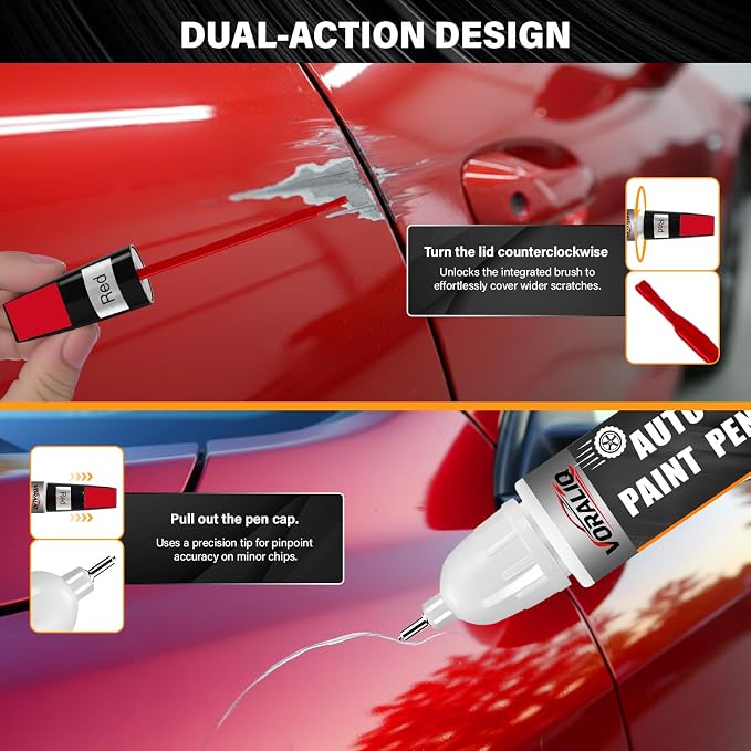 Touch Up Paint for Cars, 3-Pack - Red Car Scratch Repair Pen, Color Accurate Automotive Touch Up Paint, Long-Lasting Scratch Resistance, Fast-Drying & User-Friendly, Safe & Water-Resistant for Automotive & Household Touch-Ups