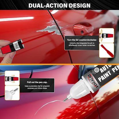Touch Up Paint for Cars, 3-Pack - Red Car Scratch Repair Pen, Color Accurate Automotive Touch Up Paint, Long-Lasting Scratch Resistance, Fast-Drying & User-Friendly, Safe & Water-Resistant for Automotive & Household Touch-Ups