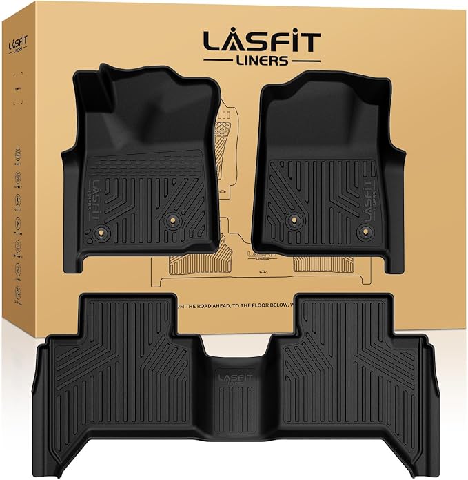 LASFIT Floor Mats for Toyota Tacoma 2008-2011 Double Cab Auto Tran, Custom Fit All Weather Protection Durable TPE Floor Liners for 2008-2011 Tacoma Accessories Front & Rear 2 Row Row Car Mats, Black
