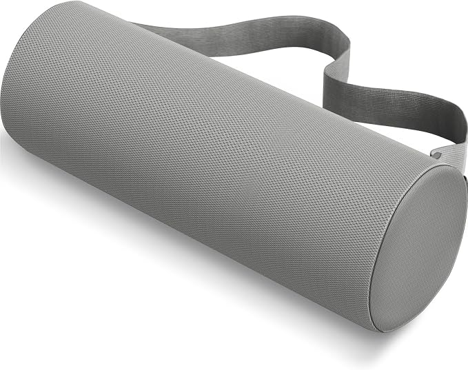 Lumbar Roll Support Pillow for Office Chair, Car, Gaming Chair, Memory Foam Back Cushion with Washable Cover for Relieving Back Pain & Improving Posture, Large,Light Grey