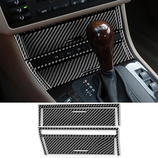 AIRSPEED for BMW E46 1998-2006 Center Console Gear Shift Ashtray & Storage Panel Cover, Carbon Fiber Interior Trim Accessories, Black