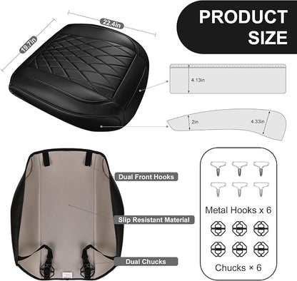 CAR PASS 1 Pack Leather Front Car Seat Cover, Bottom Seat Cover Full Wrapped with Storage Pocket, Anti-Slip Leather Seat Protector,Waterproof Seat Cushion Pad Universal Fit Sedan SUV Truck, Black