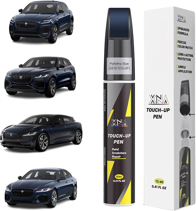 XNA Portofino Blue(2410/1DG/JIP) for Jaguar Touch Up Paint, 2 in 1 Car Scratch Remover with Pen Tip and Brush, Exact Color-Matched for Car Paint Scratch Repair, Quick & Easy Fix Chips and Nicks