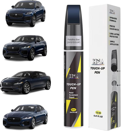 XNA Portofino Blue(2410/1DG/JIP) for Jaguar Touch Up Paint, 2 in 1 Car Scratch Remover with Pen Tip and Brush, Exact Color-Matched for Car Paint Scratch Repair, Quick & Easy Fix Chips and Nicks