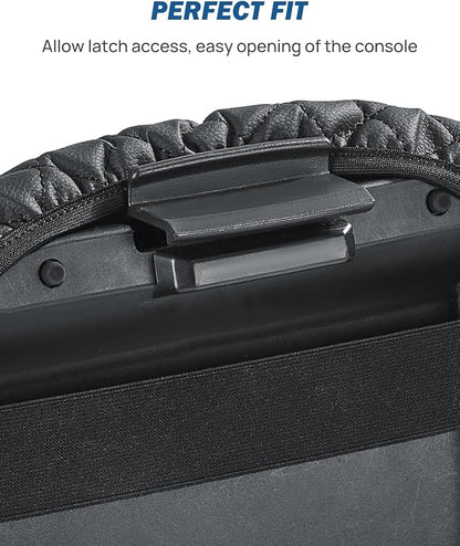 JOYTUTUS Center Console Cover Compatible with 2009-2015 Pilot, Leather Arm Rest Armrest Cover for Car, Durable Middle Console Cover Lid Replacement for Trucks, Easy to Install, Black, with 2 Pocket