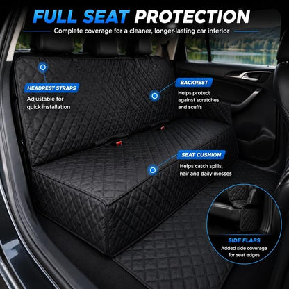 fidozen Waterproof Dog Car Seat Cover for Back Seat: Suitable for Small and Large Dogs, Hammock and Pet Protector, Backseat seat Cover (Full Bench, Large(56" W))