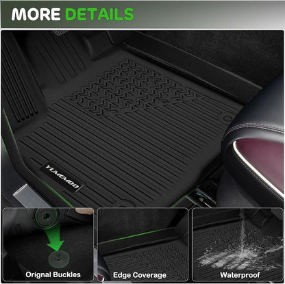 Floor Mats for 2027 Kia Telluride Gas 7/8 Seats (Not Fit Hybrid) Upgrade Trunk Mat with Backrest Mat All Weather TPE Floor Liners Fit for Kia Telluride Odorless Anti-Slip Full Set Car Accessories