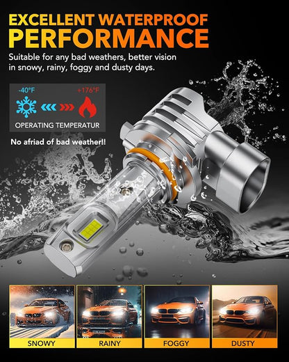 OXILAM 9005 LED Bulbs, 1000% Ultra-Bright, 6500K Super Bright, 3 Min Quick Install, 1:1 Mini Size, Plug and Play, Pack of 2