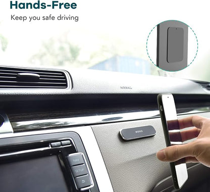 OQTIQ [2 Pack] Magnetic Car Mount, Phone Magnet for Car, Universal Stick On Rectangle Flat Dashboard Car Phone Magnet Mount for Cell Phones and Mini Tablets (Rectangle Flat) with 4 Metal Plates