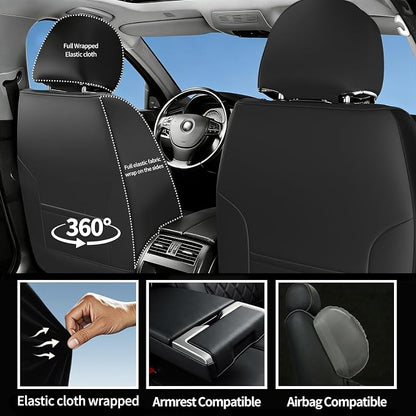 Car Seat Covers Compatible with Hyundai Equus 2011-2016 - Waterproof & Breathable Luxury Leather All-Weather Seat Cushions Protectors, Airbag Compatible, Only 2 Front seat Covers (Red)