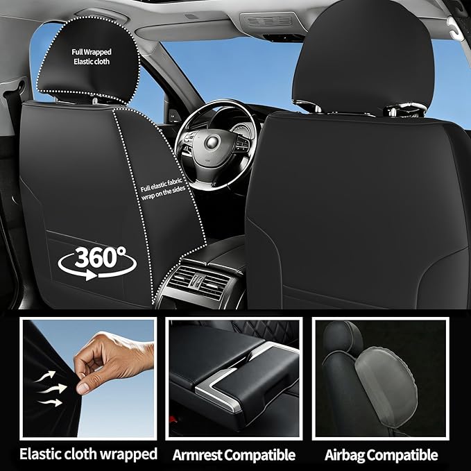 Car Seat Covers Compatible with Hyundai Venue 2020-2025 2026 - Full Set 5 Seats Luxury Leather All-Weather Seat Cushions & Protectors, Waterproof & Breathable, Airbag Compatible (Red)