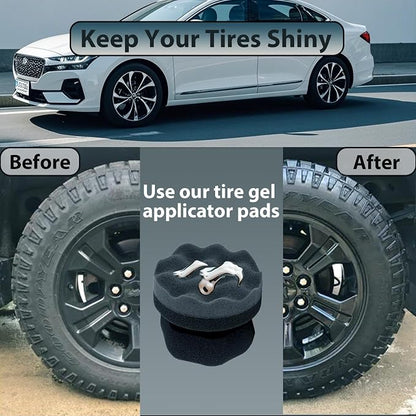 Tire Shine Applicator Pads, 2 Pcs Tire Dressing Applicator, Reusable Tire Shine Sponge Wave Contoured for Car Detailing, 3.15inch