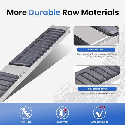 PZ 6" Running Boards Side Steps Compatible with 2019-2026 Chevy Silverado/GMC Sierra 1500 Crew Cab,2020-2026 Silverado/Sierra 2500/3500HD,500LBS No Drill Truck Running Boards Direct Fit Nerf Bar
