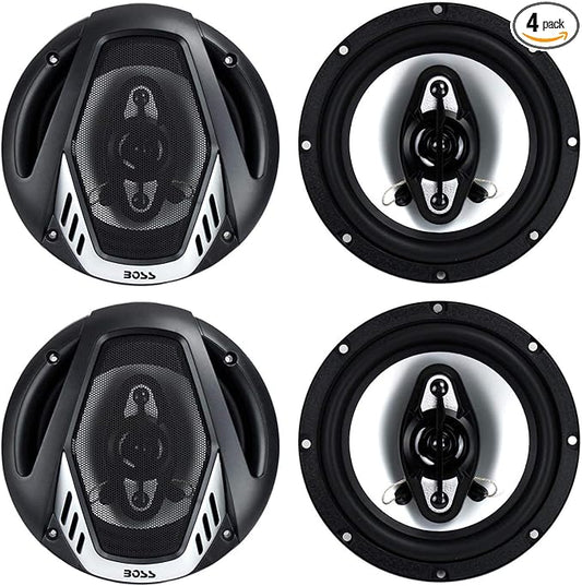 BOSS Audio Systems 6.5 Inch 400 Watt 4 Way 4 Ohm Full Range Car Audio Coaxial Stereo Speakers with Mylar Dome Tweeters, 2 Pairs