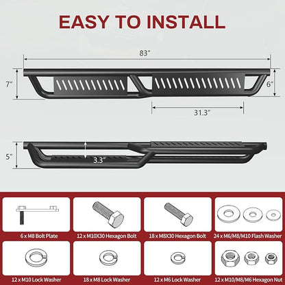 YITAMOTOR Running Boards Compatible with 2019-2026 Chevrolet Silverado/GMC Sierra 1500 Crew Cab, 2020-2026 2500HD 3500HD Crew Cab, Black Side Steps Rails Steel Nerf Bars (Excl. 2019 LD/Limited)