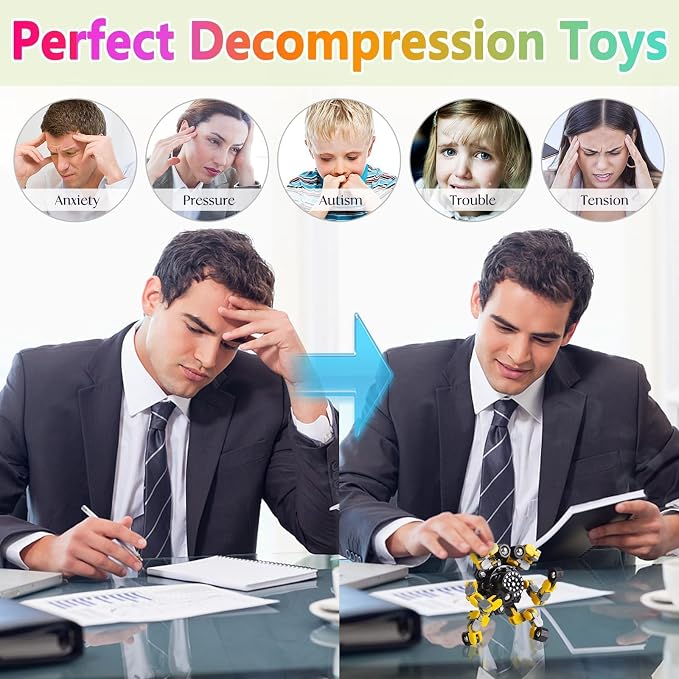 Gokeey 32 Pcs Party Favors for Kids 8-12, Treasure Box Toys for Classroom Prizes, Transformable Fidget Spinners Bulk, Goodie Bag Stuffers for Boys and Girls, Pinata Fillers, Sensory Toys