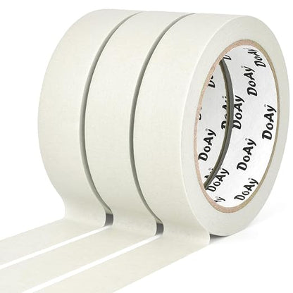 3 Pack White Painters Tape - Masking Tape 1 Inch Wide - Multi-Surface, Smart Adhesion, Indoor & Outdoor - 270FT Total - Paint Tape for Artist, DIY, Labeling, Art, Car, General Purpose (#3910)