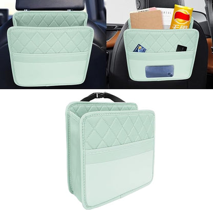 Car Seat Back Organizer, Car Organizers and Storage, Leather Multipurpose Vehicle Backseat Storage Pocket, Auto Interior Accessories Waterproof Hanging Bag for SUV Sedan Truck (Green)