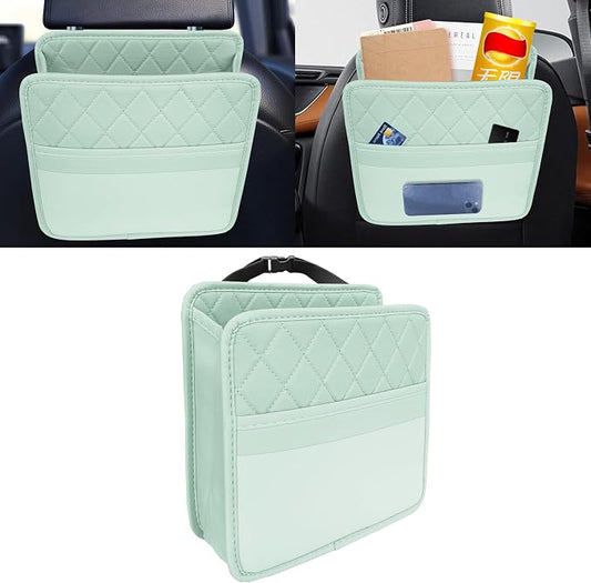 Car Seat Back Organizer, Car Organizers and Storage, Leather Multipurpose Vehicle Backseat Storage Pocket, Auto Interior Accessories Waterproof Hanging Bag for SUV Sedan Truck (Green)