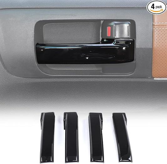 ABS Car Inner Door Handle Decoration Cover Trim Fit for Toyota Tundra/Sequoia 2007-2021 Interior Car Accessories (Glossy Black)