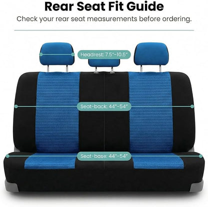 FH Group Automotive Seat Cover Trendy Elegance for Back Seat Blue Car Interior Accessories for SUV, Sedan & Van Universal Fit Combo Rear Seat Cover Split Bench Car Seat Protector for Dogs and Kids