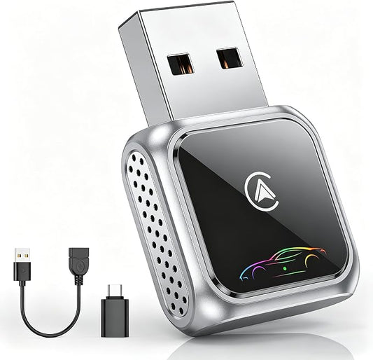 Mini Wireless CarPlay Adapter, Wireless for iOS CarPlay & Android Auto, Compatible with 2017+ Models, USB/Type-C