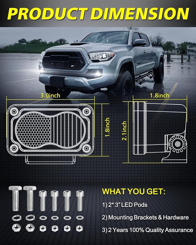 LED Pods 3" 40W CREE LED Low Beam Fog Lights Small Off Road Lights | 2pcs Driving Combo Beam Ditch Head Lights Pods for Trucks Dirt Bike Motorcycle UTV ATV SUV