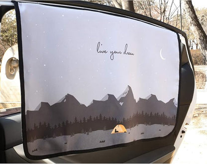Magnetic Car Sun Shade Curtain for Side Window – Sun Blocker and UV Protector for Baby, Kids, and Pets – Universal Fit with Built-in Magnets for Steel-Framed Door (Be-Camping Curtain)