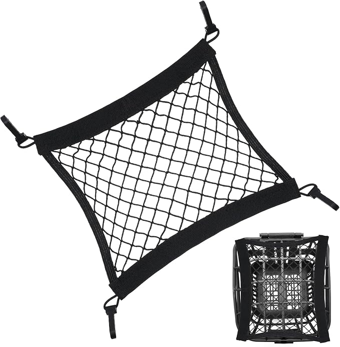 1 Pack Cargo Net for Motorcycle, Small Bungee Storage Net 12" x 11", Cargo Nets Helmet Luggage Nets, Elastic Bungee Mesh with 4 Hooks, Secure Gears & Helmet On Bike, ATV, Scooter, Black