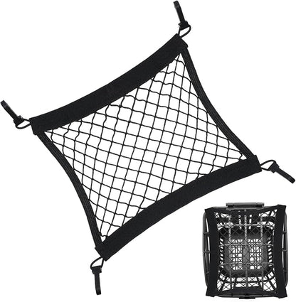 1 Pack Cargo Net for Motorcycle, Small Bungee Storage Net 12" x 11", Cargo Nets Helmet Luggage Nets, Elastic Bungee Mesh with 4 Hooks, Secure Gears & Helmet On Bike, ATV, Scooter, Black