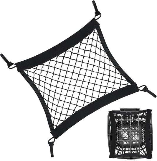 1 Pack Cargo Net for Motorcycle, Small Bungee Storage Net 12" x 11", Cargo Nets Helmet Luggage Nets, Elastic Bungee Mesh with 4 Hooks, Secure Gears & Helmet On Bike, ATV, Scooter, Black