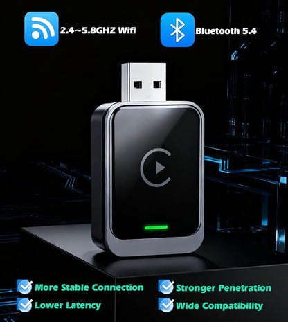 KAIY Wireless Carplay Adapter for iPhone & Android Auto, Convert Wired to Wireless Apple CarPlay Adapter, Car Play USB C USB A Dongle Plug & Play No Delay Stable Connection for iOS 10+, Android 11+