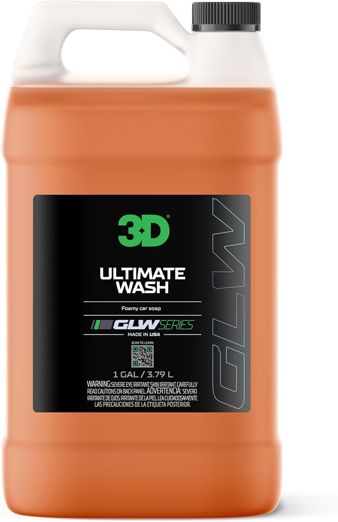 3D Ultimate Wash - 1 Gallon - pH Neutral Car Wash Soap with Ultra Foam, Scratch-Free, High-Foaming Shampoo for Paint Protection, Safe for All Finishes