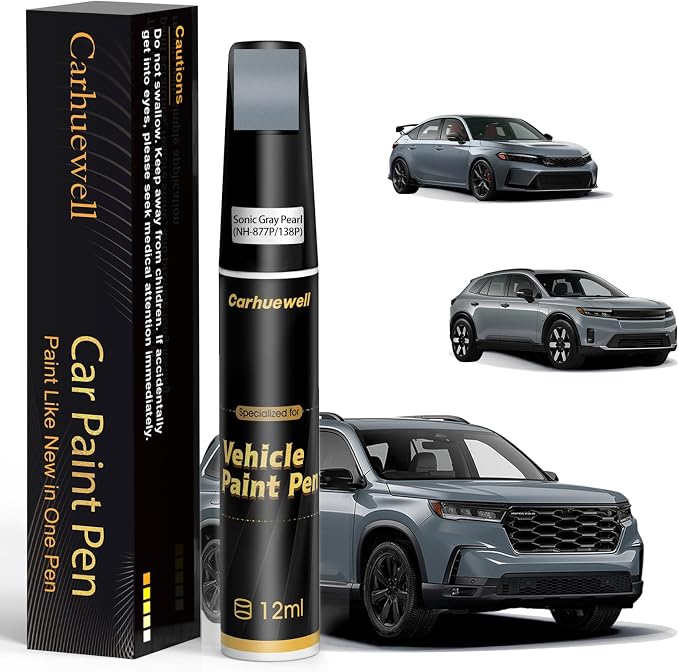 NH-877P/138P Sonic Gray Pearl Touch Up Paint Compatible with Honda, Exact Match Car Paint Pen Automotive Scratch Repair Remover Kit Quick & Easy Solution for Vehicle Chips and Nicks
