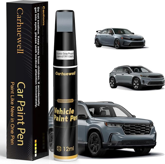 NH-877P/138P Sonic Gray Pearl Touch Up Paint Compatible with Honda, Exact Match Car Paint Pen Automotive Scratch Repair Remover Kit Quick & Easy Solution for Vehicle Chips and Nicks