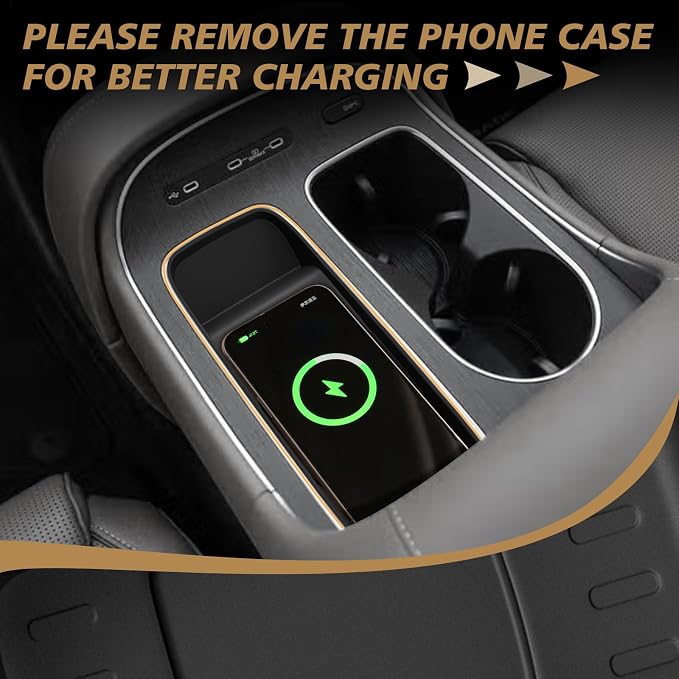 Muslogy Center Console Inserts Compatible with 2026 Hyundai Palisade Accessories Center Console Wireless Charger Protective Mat Liner Anti-Slip Silicone Phone Charge Area Charging Protection
