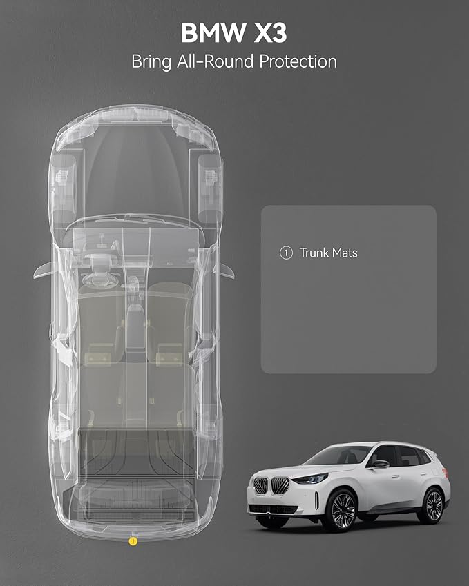 3W Cargo Liner for BMW X3 G45 2025 2026, BMW X3 Accessories Custom Fit TPE All Weather Car Trunk Mat for 30/M50 xDrive