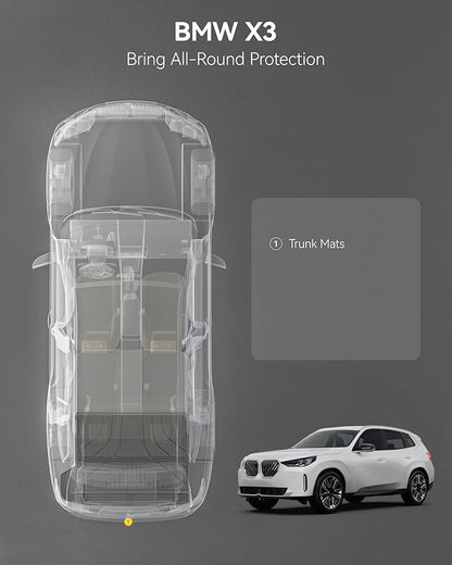 3W Cargo Liner for BMW X3 G45 2025 2026, BMW X3 Accessories Custom Fit TPE All Weather Car Trunk Mat for 30/M50 xDrive