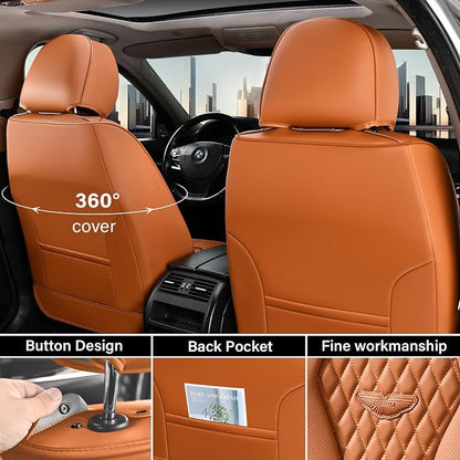 Coverado Car Seat Covers Full Set, Brown Seat Covers, Automotive Car Seat Cover, Car Seat Covers Front Seats Back Seat Covers, Car Seat Protector Universal Fit Most Cars