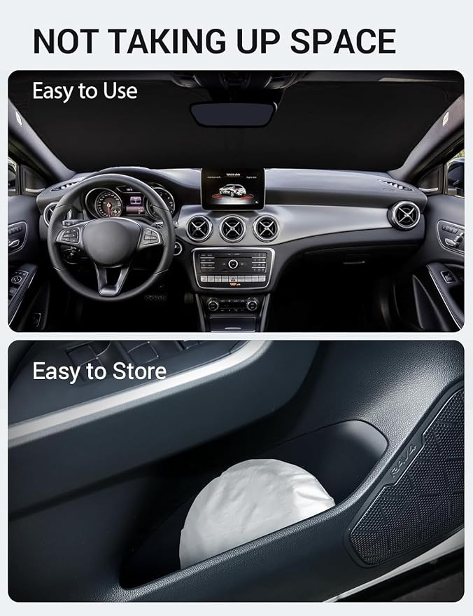 Proadsy 2026 Upgrade Windshield Sun Shade Custom Fit 2015-2020 GLA Foldable Front Sunshade Protector Sun Visor Blocks UV Rays Keep Car Cooler
