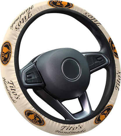 GENANY Wine Drink Steering Wheel Cover, Non Slip Polyester Car Wheel Protector for Car SUV Truck, Universal 15 Inch