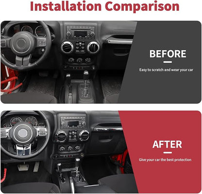 18PCS Full Set Interior Trim Kit for Jeep Wrangler JK JKU 2011-2018 4 Door,Center Console Door Handle Side Outlet Cup Holder Gear Cover Trim (Chrome)