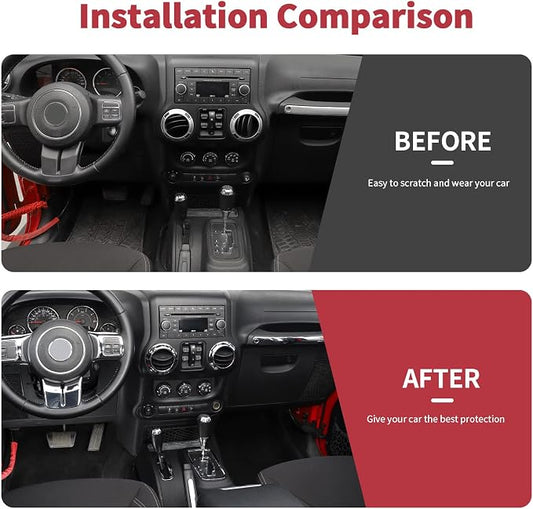 18PCS Full Set Interior Trim Kit for Jeep Wrangler JK JKU 2011-2018 4 Door,Center Console Door Handle Side Outlet Cup Holder Gear Cover Trim (Chrome)