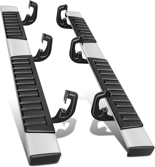DNA MOTORING 6 Inches Running Boards Compatible with 07-18 Silverado Sierra 1500 / 07-19 Silverado Sierra 2500HD 3500HD Extended Cab, Aluminum Extruded Side Step Neft Bars, STEPB-ZTL-8018-ALSL
