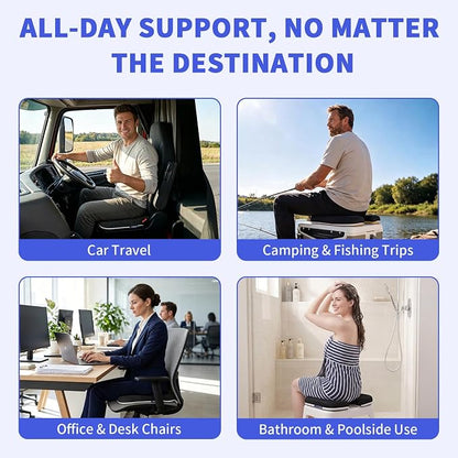 Gooo&Ma Car Seat Cushion & Office Chair Pad - Air Fiber Breathable U-Shape Cooling Cushion for Tailbone Comfort, Driving, Desk & Gaming, Ergonomic Washable Seat Pad with Non-Slip Base(Black)