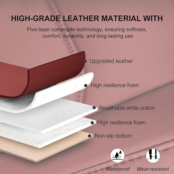 BOPUOVRE Car Seat Cover for Luxury & Comfort - PU Leather, Anti-Slip, Full Wrap Protection with Storage Pocket for Bottom Cushion - Universal Fit for 95% of Vehicles (Dull-red,2 Piece)